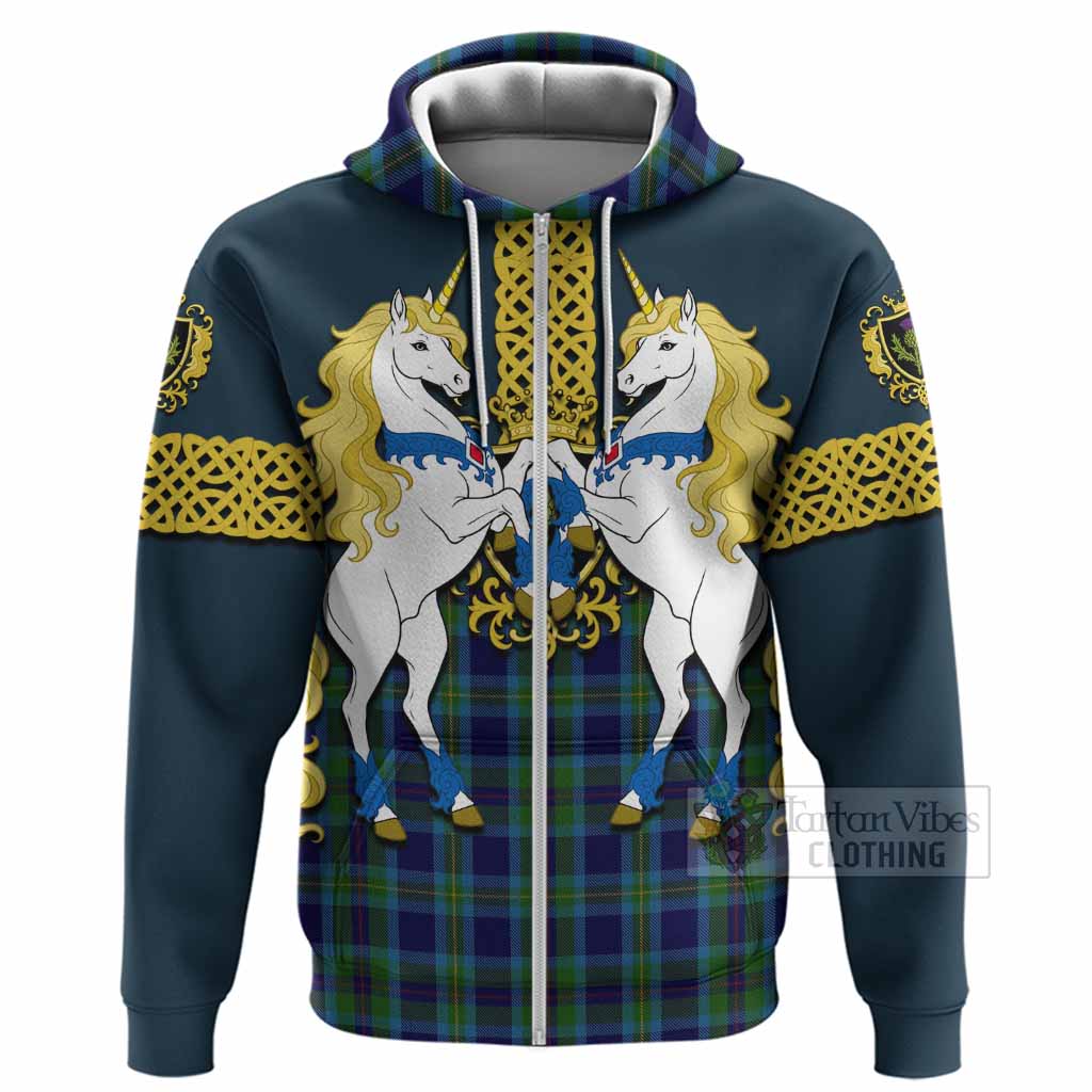 Miller Tartan Hoodie Unicorn Celtic Knot And Thistle Emblem
