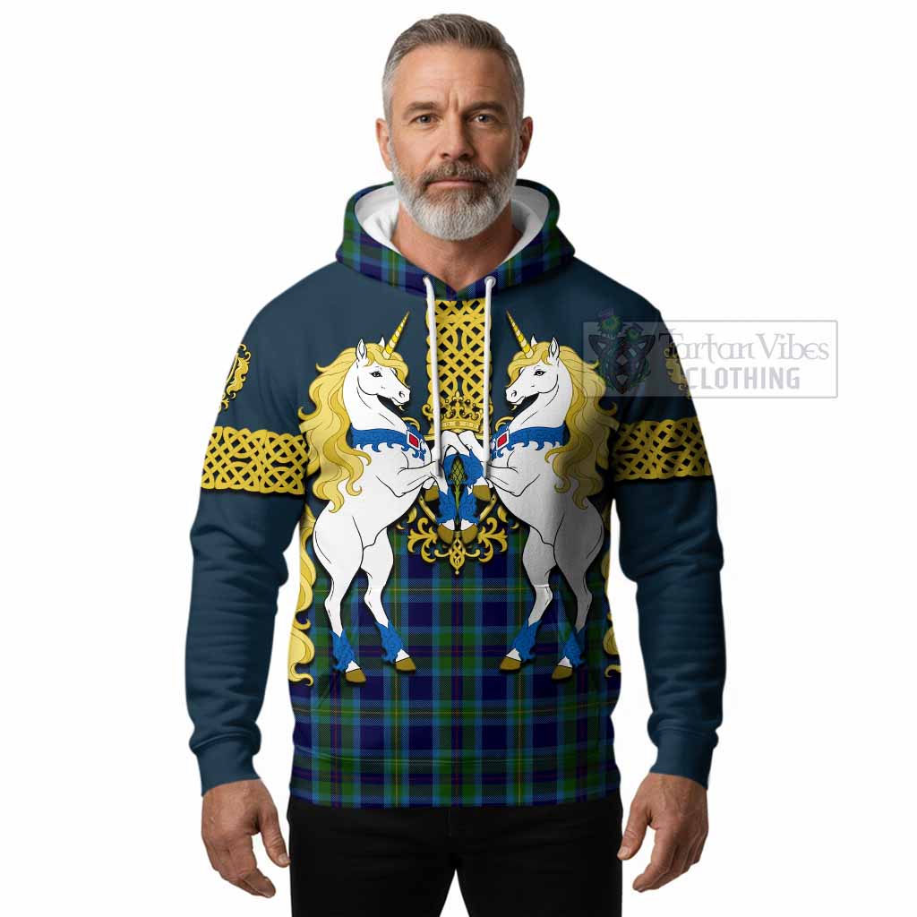 Miller Tartan Hoodie Unicorn Celtic Knot And Thistle Emblem