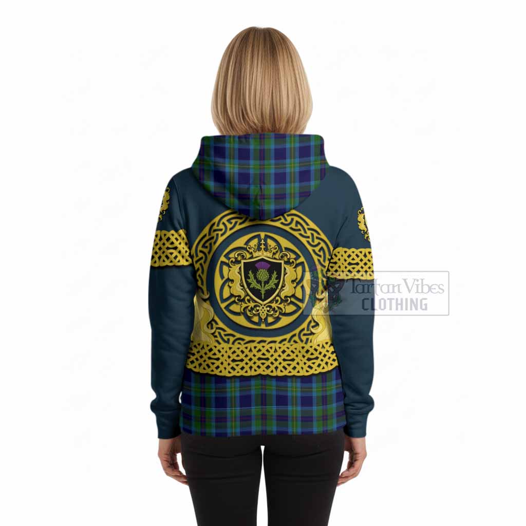 Miller Tartan Hoodie Unicorn Celtic Knot And Thistle Emblem