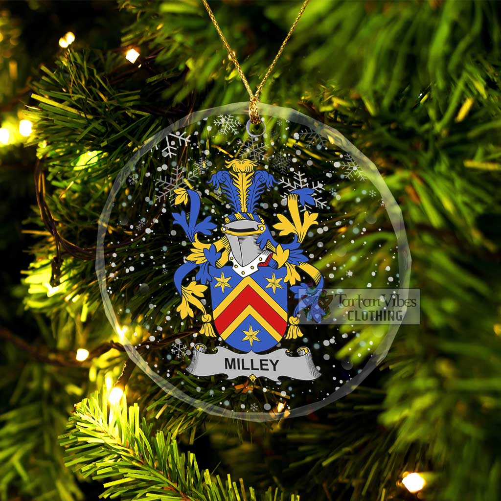 Tartan Vibes Clothing Milley Irish Clan Christmas Glass Ornament with Coat of Arms