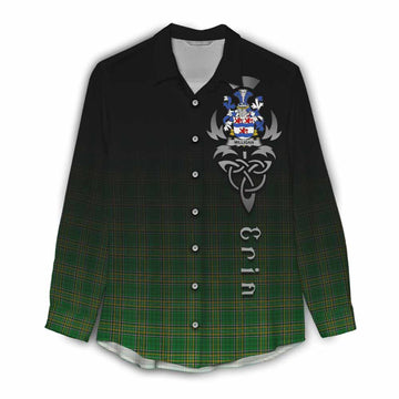 Milligan Irish Clan Women's Casual Shirt with Coat of Arms Erin Go Bragh Celtic Inspired Female - Tartan Vibes Clothing