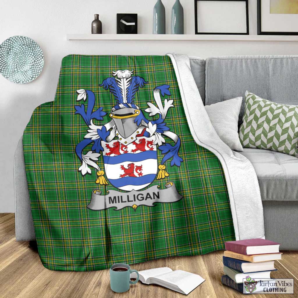 Milligan Irish Clan Tartan Blanket with Coat of Arms - Tartan Vibes Clothing