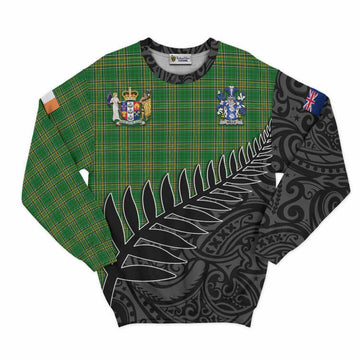 Mills Irish Clan Tartan Sweatshirt with Coat of Arms New Zealand Silver Fern Half Style
