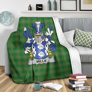 Mills Irish Clan Tartan Blanket with Coat of Arms
