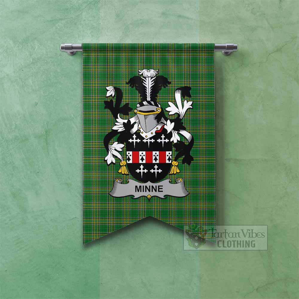 Minne Irish Clan Tartan Gonfalon, Tartan Banner with Coat of Arms Fishtail - Tartan Vibes Clothing