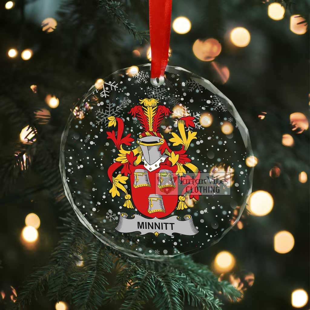 Minnitt Irish Clan Christmas Glass Ornament with Coat of Arms - 2D-tartanvibesclothing