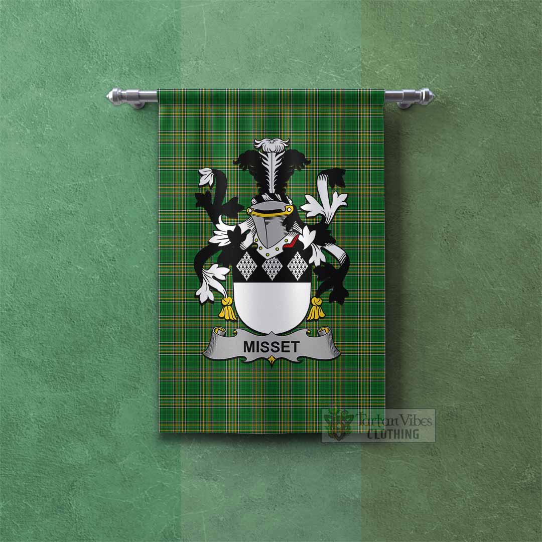 Tartan Vibes Clothing Misset Irish Clan Tartan Gonfalon, Tartan Banner with Coat of Arms