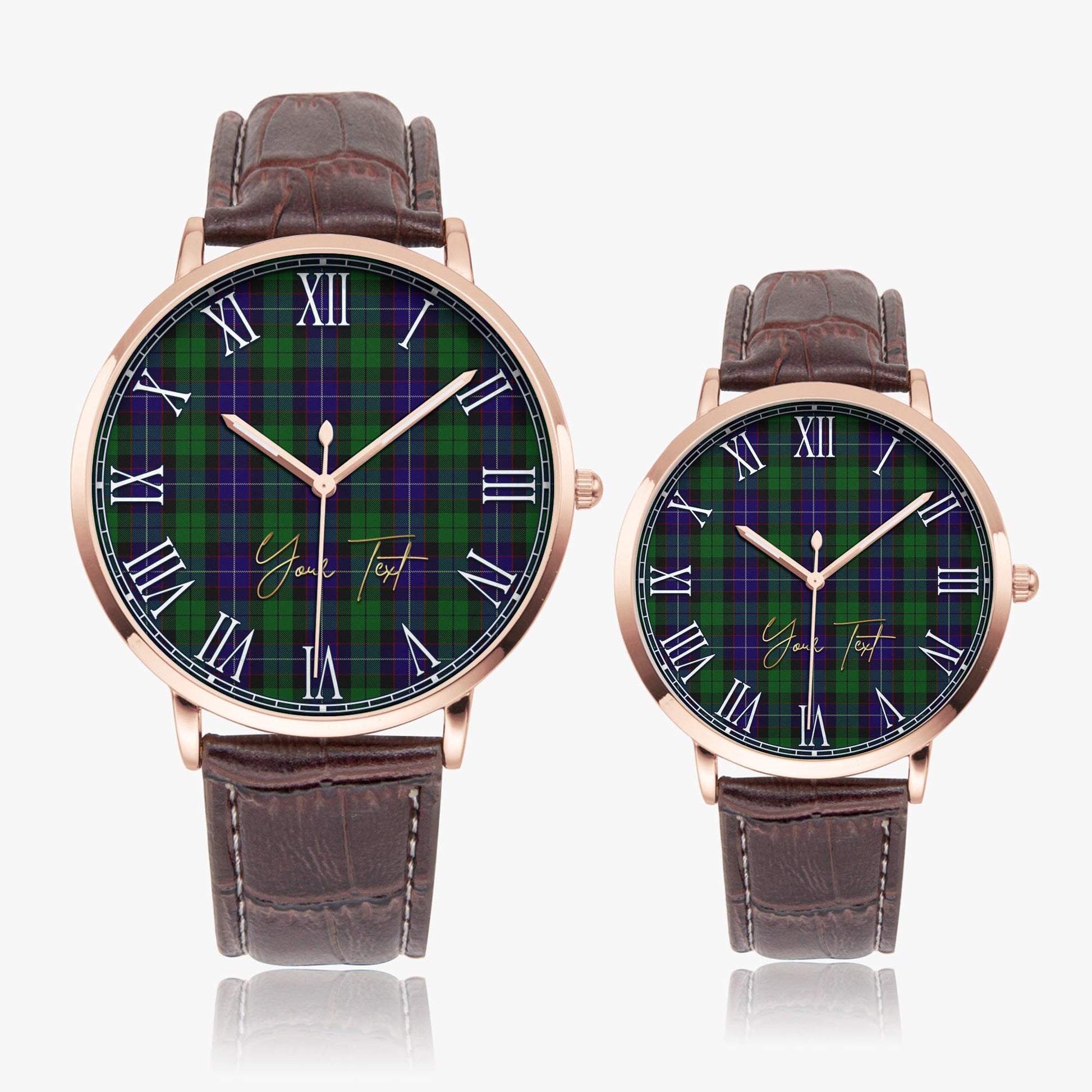 Mitchell Tartan Personalized Your Text Leather Trap Quartz Watch - Tartan Vibes Clothing