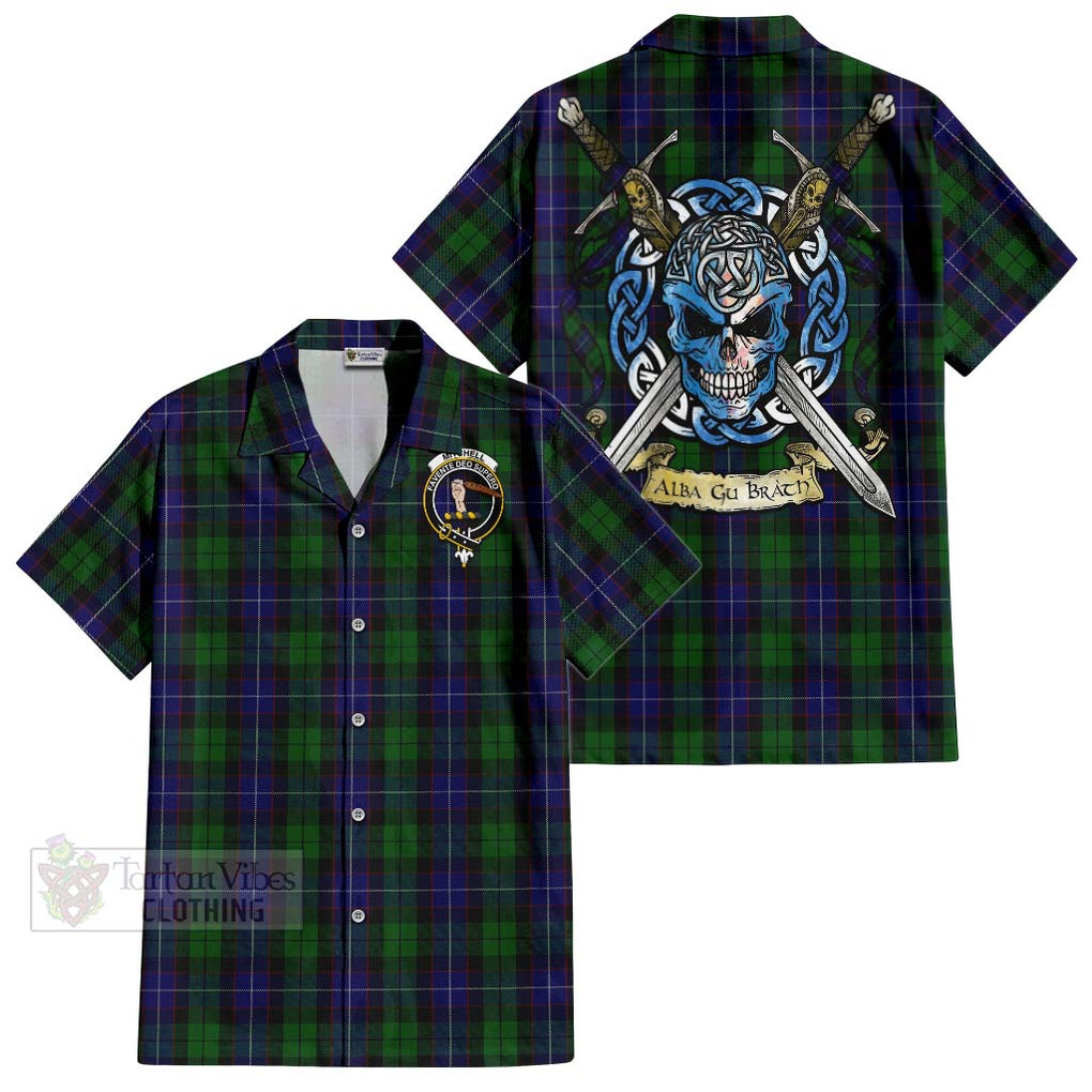 Mitchell Tartan Hawaiian Shirt with Family Crest Celtic Skull Style Kid - Tartan Vibes Clothing