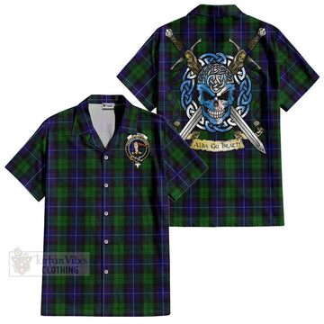 Mitchell Tartan Hawaiian Shirt with Family Crest Celtic Skull Style Kid - Tartan Vibes Clothing