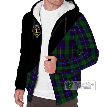Mitchell Tartan Sherpa Hoodie with Family Crest and Military Logo Style Unisex S - Tartan Vibes Clothing
