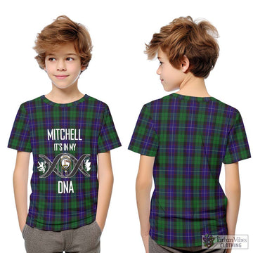 Mitchell Tartan Kid T-Shirt with Family Crest DNA In Me Style Youth XL Size14 - Tartan Vibes Clothing