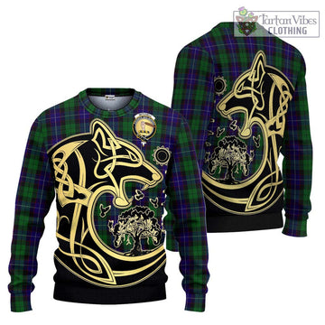 Mitchell Tartan Ugly Sweater with Family Crest Celtic Wolf Style Unisex - Tartan Vibes Clothing