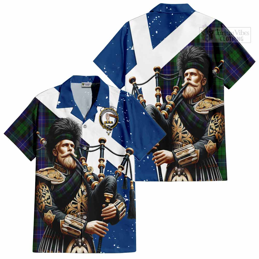 Mitchell Tartan Hawaiian Shirt with Family Crest Scottish Bagpiper Vibes Kid - Tartan Vibes Clothing