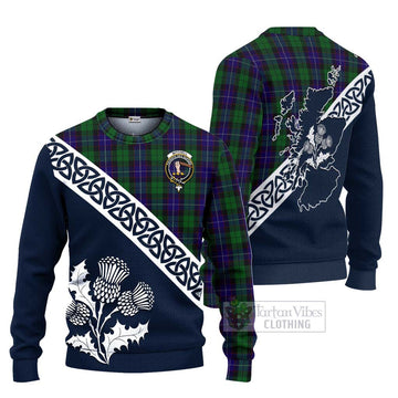 Mitchell Tartan Ugly Sweater Featuring Thistle and Scotland Map Unisex - Tartan Vibes Clothing