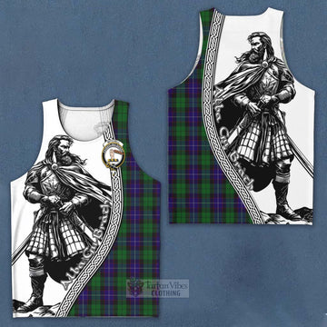 Mitchell Tartan Clan Crest Men's Tank Top with Highlander Warrior Celtic Style Men - Tartan Vibes Clothing