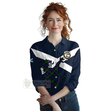 Mitchell Tartan Lion Rampant Women's Casual Shirt Proudly Display Your Heritage with Alba Gu Brath and Clan Name Female - Tartan Vibes Clothing