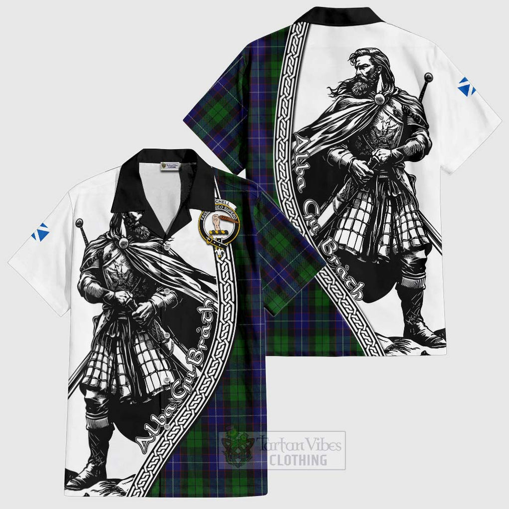 Mitchell Tartan Clan Crest Hawaiian Shirt with Highlander Warrior Celtic Style Kid - Tartan Vibes Clothing