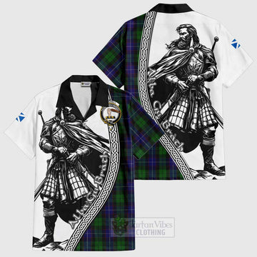 Mitchell Tartan Clan Crest Hawaiian Shirt with Highlander Warrior Celtic Style Kid - Tartan Vibes Clothing