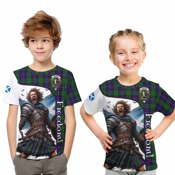 Tartan Vibes Clothing Mitchell Crest Tartan Kid T-Shirt Inspired by the Freedom of Scottish Warrior
