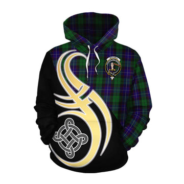 Mitchell Tartan Cotton Hoodie with Family Crest and Celtic Symbol Style Pullover Hoodie XS - Tartan Vibes Clothing