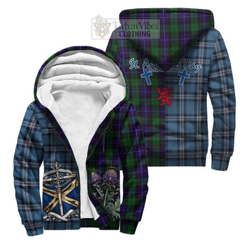 Mitchell Tartan Sherpa Hoodie Happy St. Andrew's Day Half Tartan Style Unisex S - Tartan Vibes Clothing