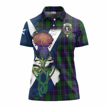 Mitchell Tartan Family Crest Women's Polo Shirt Scottish Thistle Celtic Inspired Women - Tartan Vibes Clothing