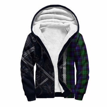 Mitchell Tartan Sherpa Hoodie with Family Crest Cross Sword Thistle Celtic Vibes Unisex S - Tartan Vibes Clothing