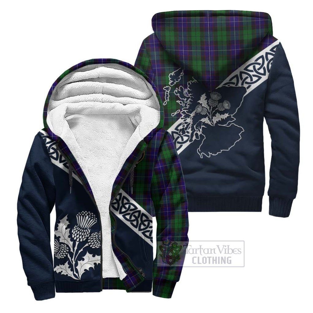 Mitchell Tartan Sherpa Hoodie Featuring Thistle and Scotland Map Unisex - Tartan Vibes Clothing