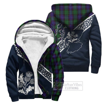 Mitchell Tartan Sherpa Hoodie Featuring Thistle and Scotland Map Unisex - Tartan Vibes Clothing