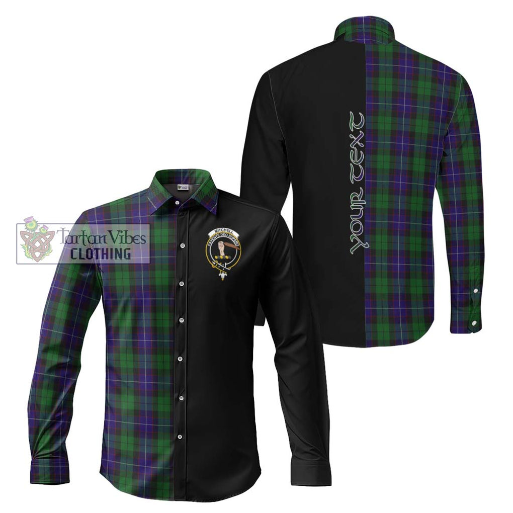 Mitchell Tartan Long Sleeve Button Shirt with Family Crest and Half Of Me Style Men's Shirt S - Tartanvibesclothing Shop