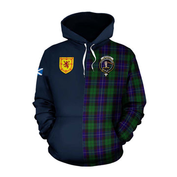 Mitchell Tartan Cotton Hoodie Alba with Scottish Lion Royal Arm Half Style Pullover Hoodie XS - Tartan Vibes Clothing
