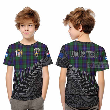 Tartan Vibes Clothing Mitchell Crest Tartan Kid T-Shirt with New Zealand Silver Fern Half Style