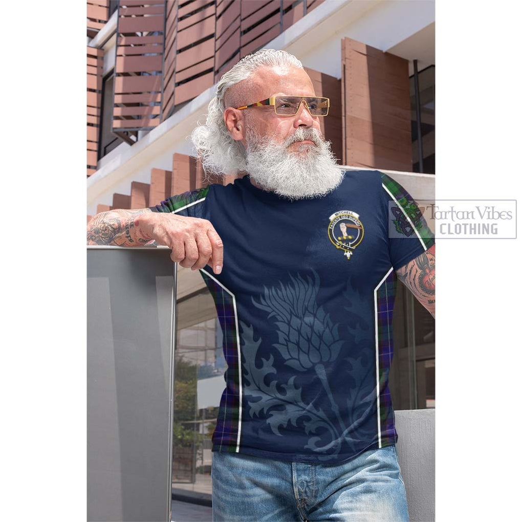 Tartan Vibes Clothing Mitchell Tartan Cotton T-shirt with Family Crest and Scottish Thistle Vibes Sport Style