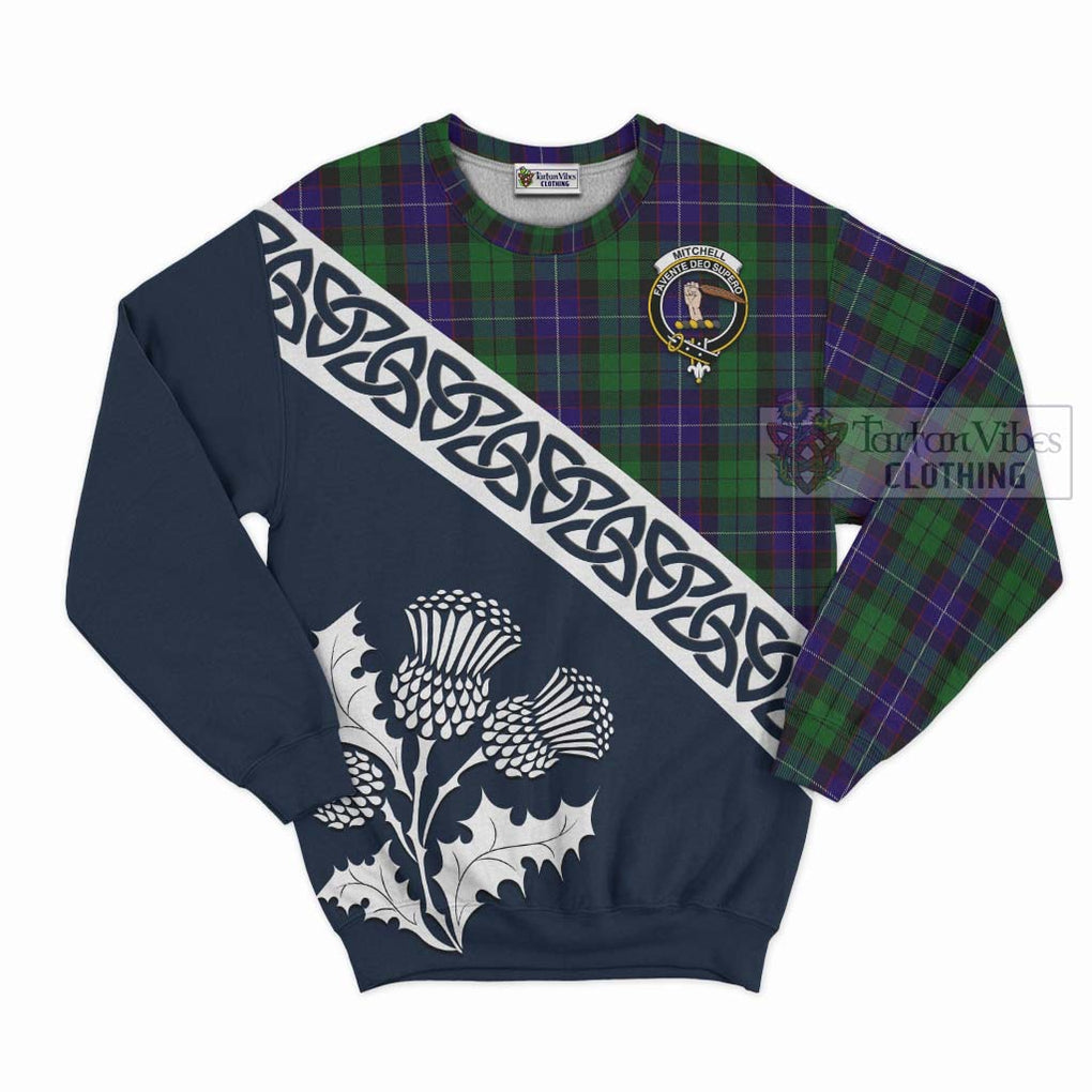 Mitchell Tartan Sweatshirt Featuring Thistle and Scotland Map Unisex - Tartan Vibes Clothing