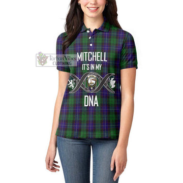 Mitchell Tartan Women's Polo Shirt with Family Crest DNA In Me Style Women - Tartan Vibes Clothing