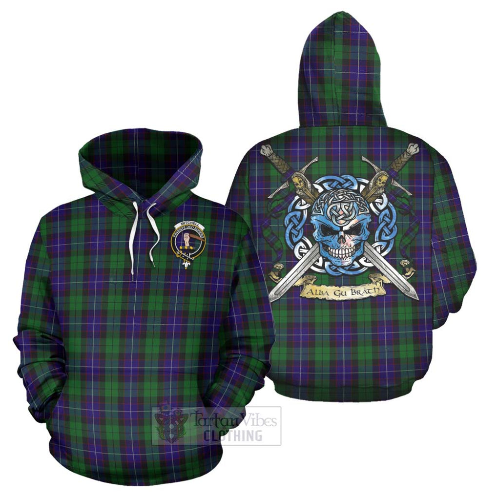 Mitchell Tartan Hoodie with Family Crest Celtic Skull Style Zip Hoodie - Tartan Vibes Clothing