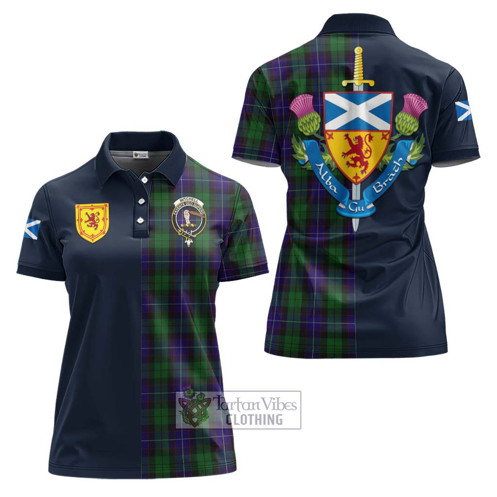 Mitchell Tartan Women's Polo Shirt Alba with Scottish Lion Royal Arm Half Style Women - Tartan Vibes Clothing