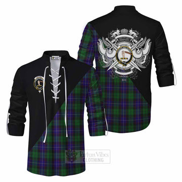 Mitchell Tartan Ghillie Kilt Shirt with Family Crest and Military Logo Style Men - Tartan Vibes Clothing