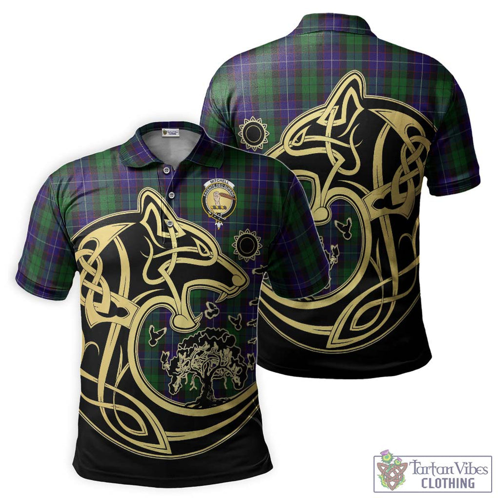 Mitchell Tartan Polo Shirt with Family Crest Celtic Wolf Style Kid - Tartan Vibes Clothing