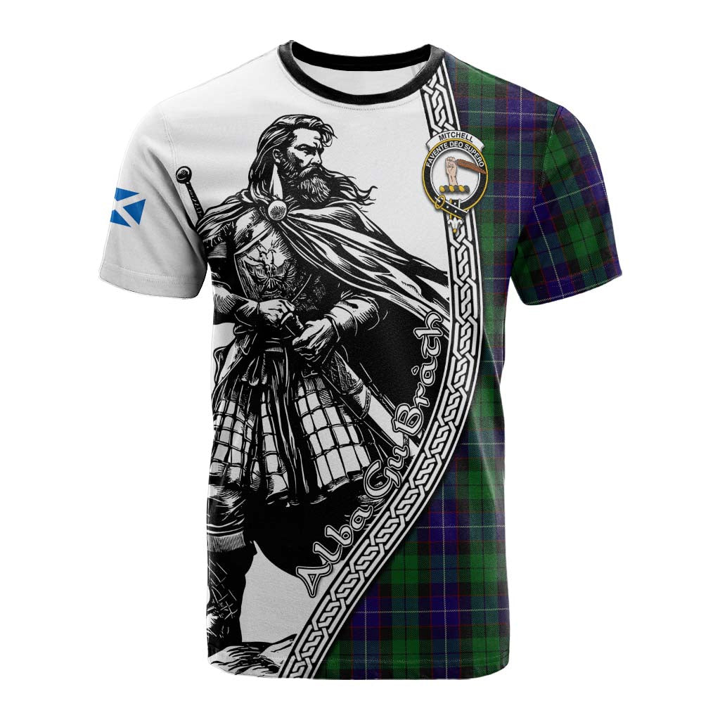 Mitchell Tartan Clan Crest Cotton T-shirt with Highlander Warrior Celtic Style Kid's Shirt - Tartan Vibes Clothing