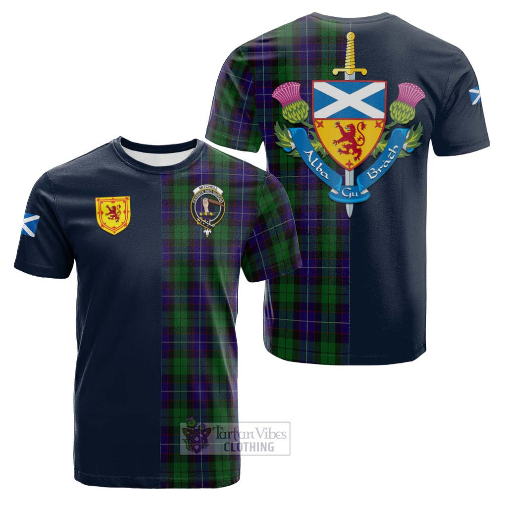 Mitchell Tartan Cotton T-shirt Alba with Scottish Lion Royal Arm Half Style Kid's Shirt - Tartan Vibes Clothing