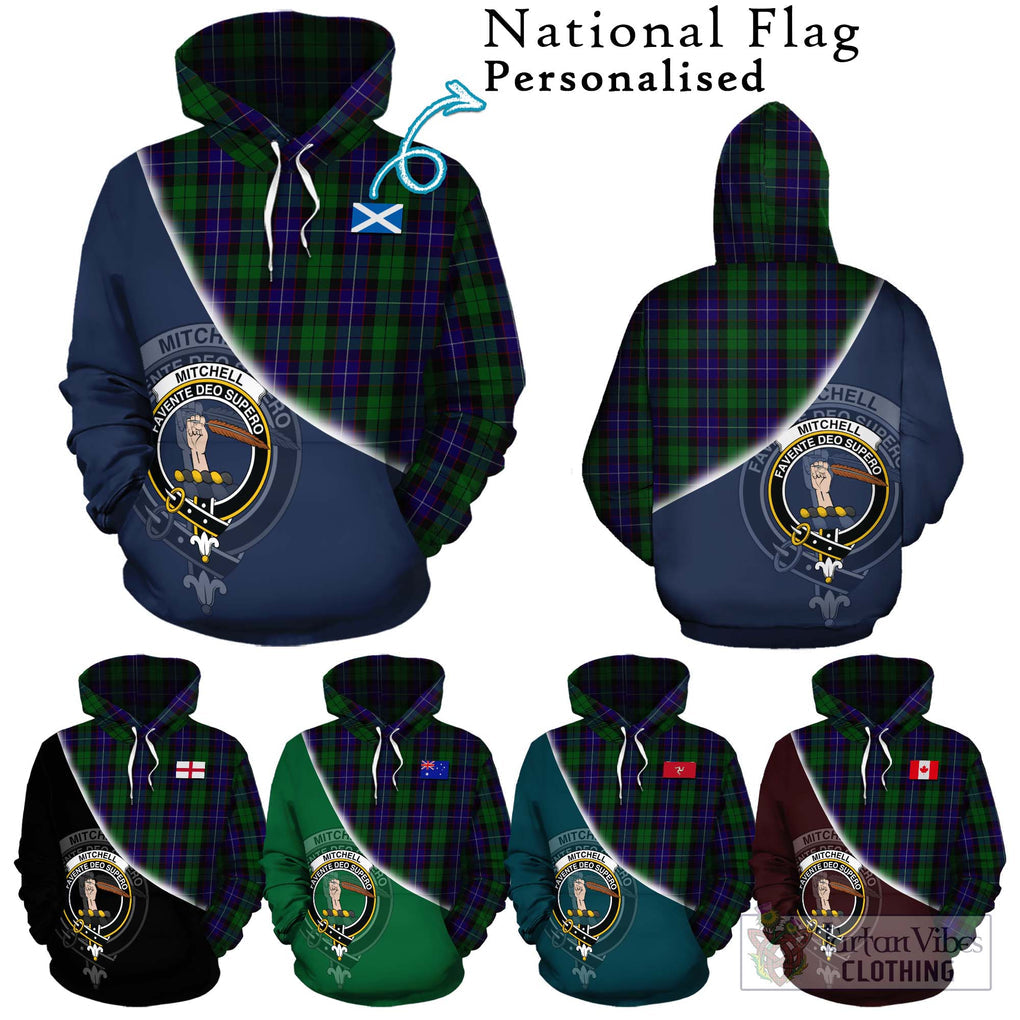 Mitchell Tartan Hoodie with Personalised National Flag and Family Crest Half Style Zip Hoodie - Tartan Vibes Clothing