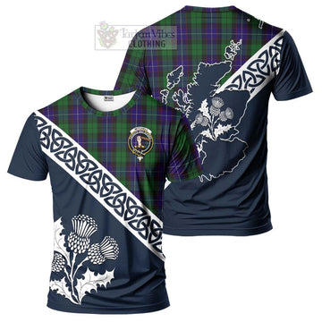 Mitchell Tartan T-Shirt Featuring Thistle and Scotland Map Kid's Shirt - Tartanvibesclothing Store