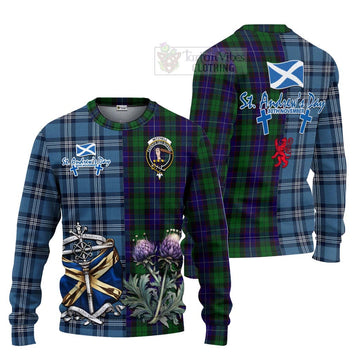 Mitchell Tartan Knitted Sweater Happy St. Andrew's Day Half Tartan Style Unisex - Tartan Vibes Clothing