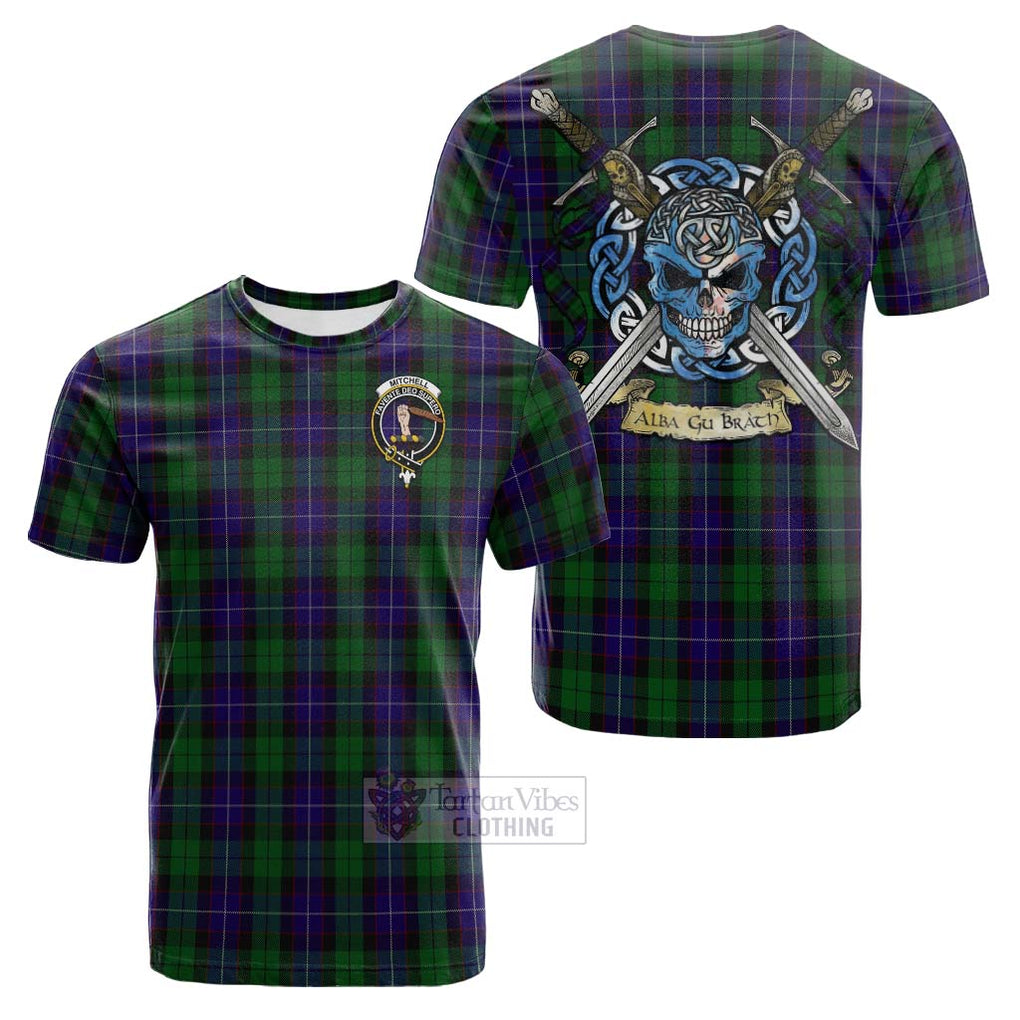 Mitchell Tartan Cotton T-shirt with Family Crest Celtic Skull Style Kid's Shirt - Tartan Vibes Clothing