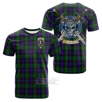 Mitchell Tartan Cotton T-shirt with Family Crest Celtic Skull Style Kid's Shirt - Tartan Vibes Clothing
