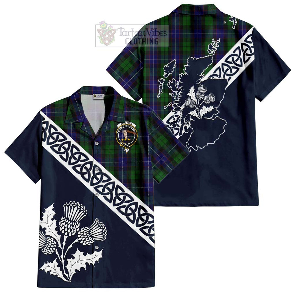 Mitchell Tartan Hawaiian Shirt Featuring Thistle and Scotland Map Kid - Tartan Vibes Clothing
