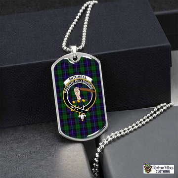 Tartan Vibes Clothing Mitchell Tartan Dog Tag Necklace with Family Crest