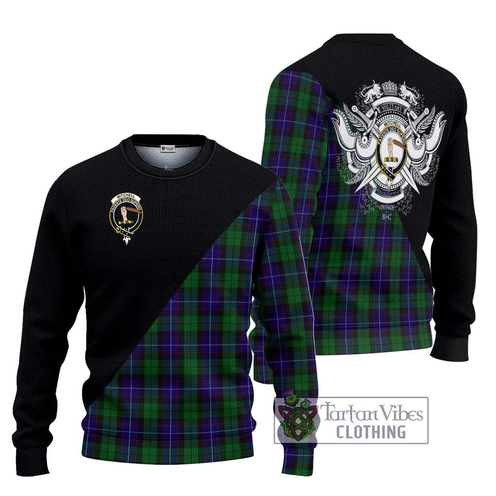 Mitchell Tartan Ugly Sweater with Family Crest and Military Logo Style Unisex - Tartan Vibes Clothing